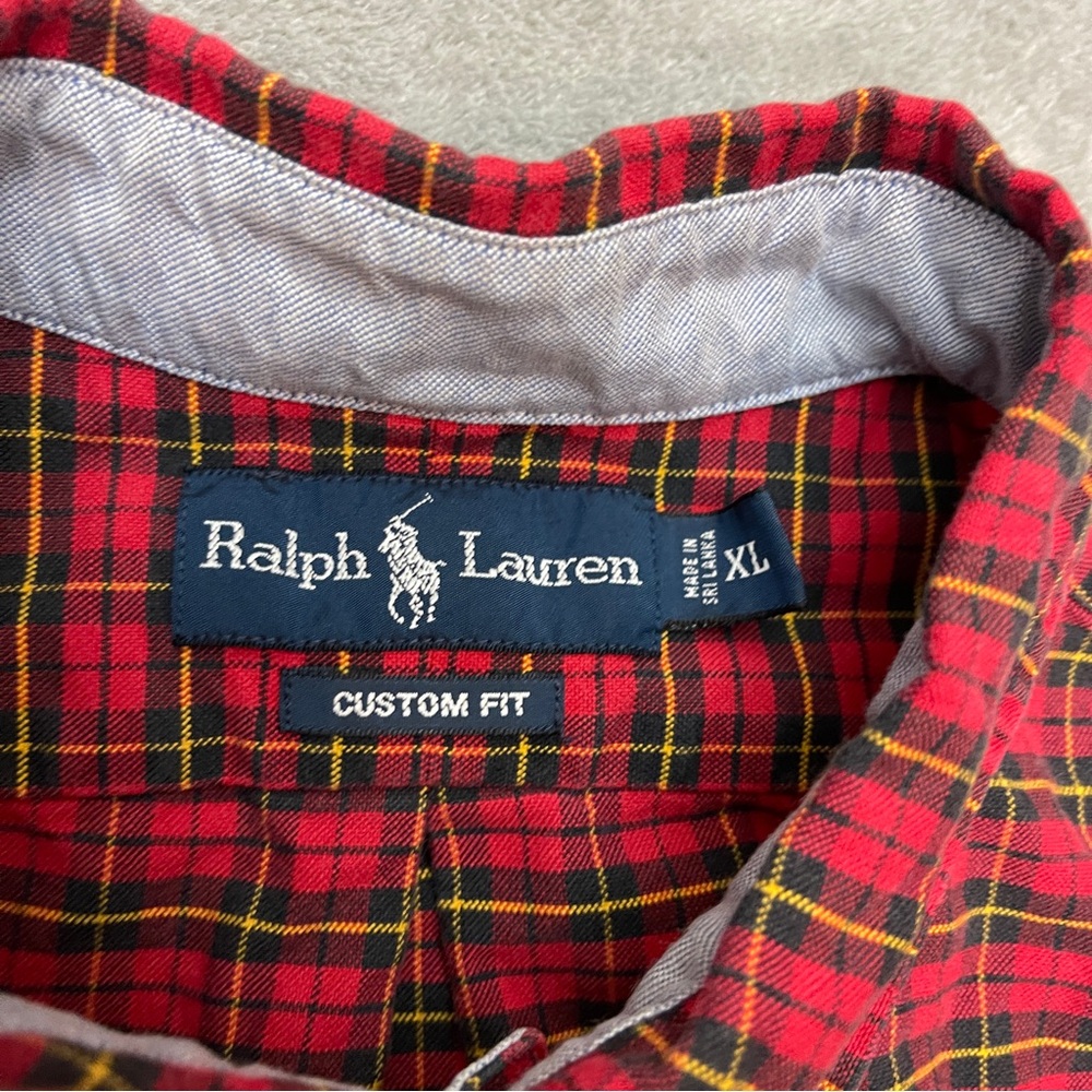 Polo Ralph Lauren Button Down Shirt Mens XL Red Plaid Long Sleeve Custom Fit - Picture 3 of 7